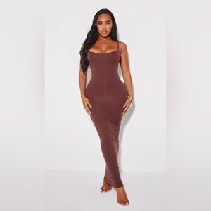PrettyLittleThing | Dresses | Shape Brown Stretch Seamless Strappy Maxi  Dress Womens Xs | Poshmark